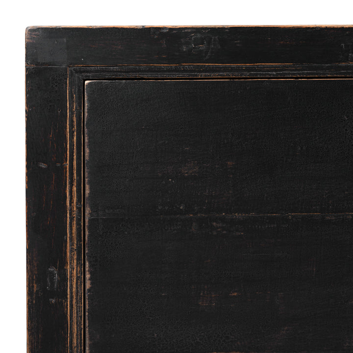Corner Detail From Antique Chinese Black Lacquer Sideboard | Indigo Antiques