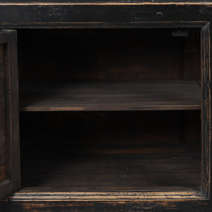 Interior Detail From Antique Chinese Black Lacquer Sideboard | Indigo Antiques