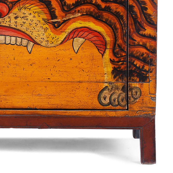 Leg Detail From Antique Chinese Painted Tiger Cabinet | Indigo Antiques