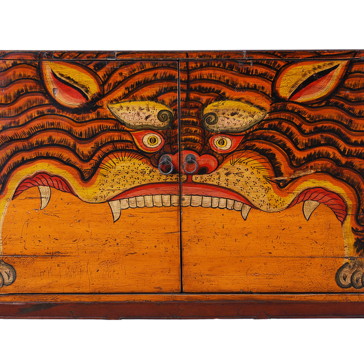 Detail From Antique Chinese Painted Tiger Cabinet | Indigo Antiques