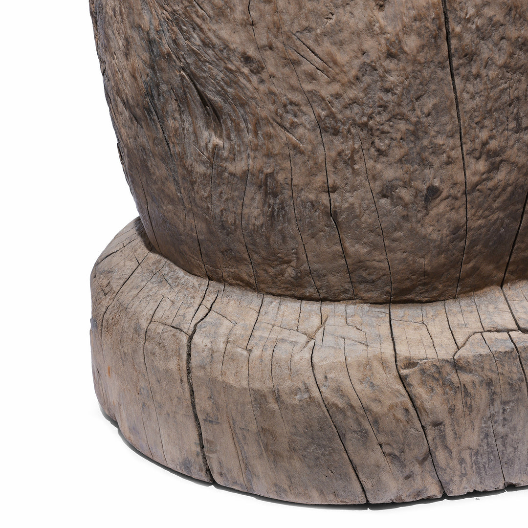 Base Detail From Antique Chinese Oak Pepper Mortar | Indigo Antiques