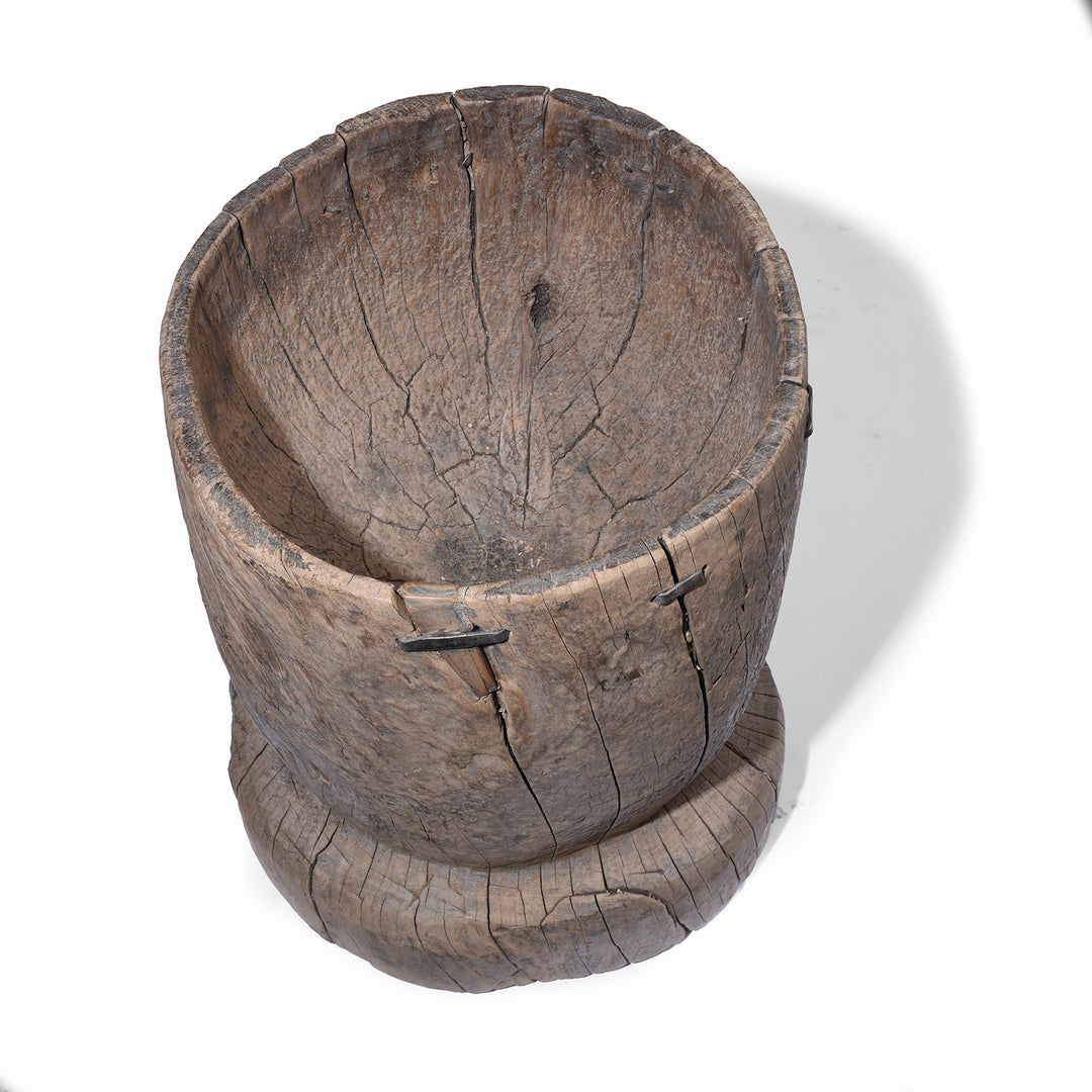 Interior View Of Antique Chinese Oak Pepper Mortar | Indigo Antiques