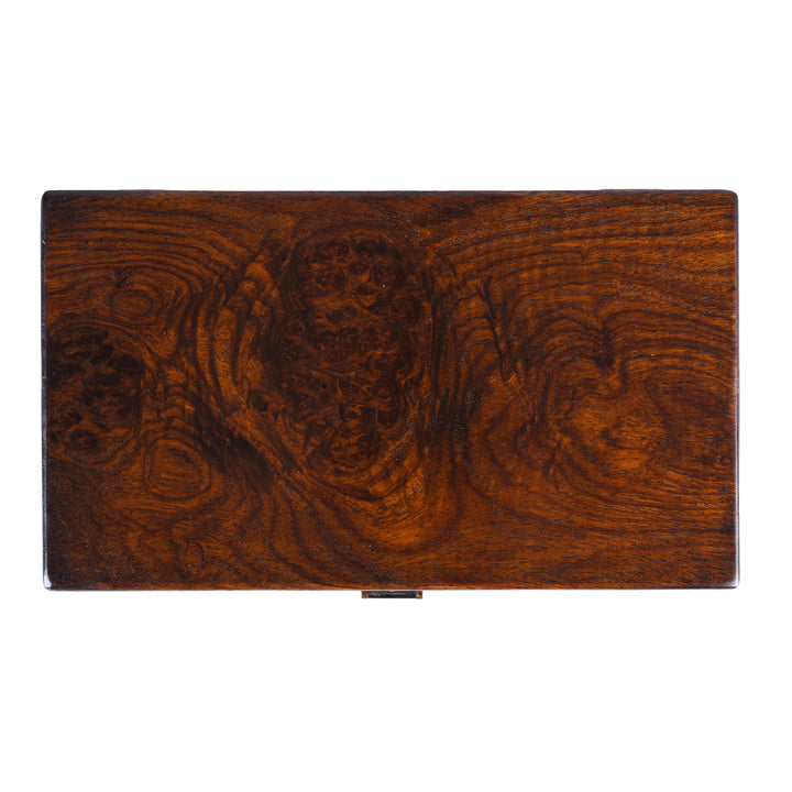 Top Down VIew Of Medium Chinese Huali Burr Keepsake Box | Indigo Antiques