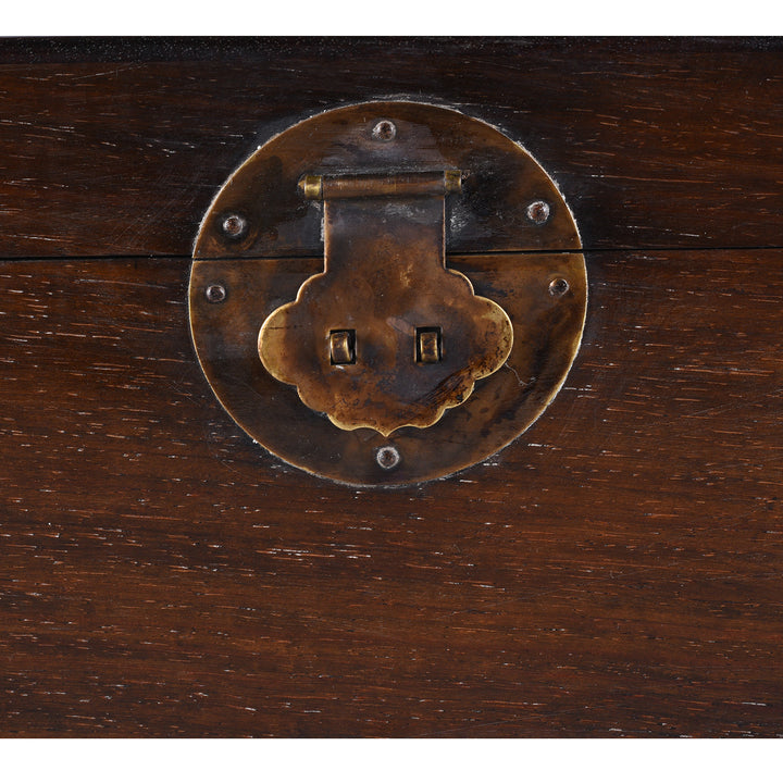 Locking Plate Detail From Large Chinese Huali Burr Keepsake Box | Indigo Antiques