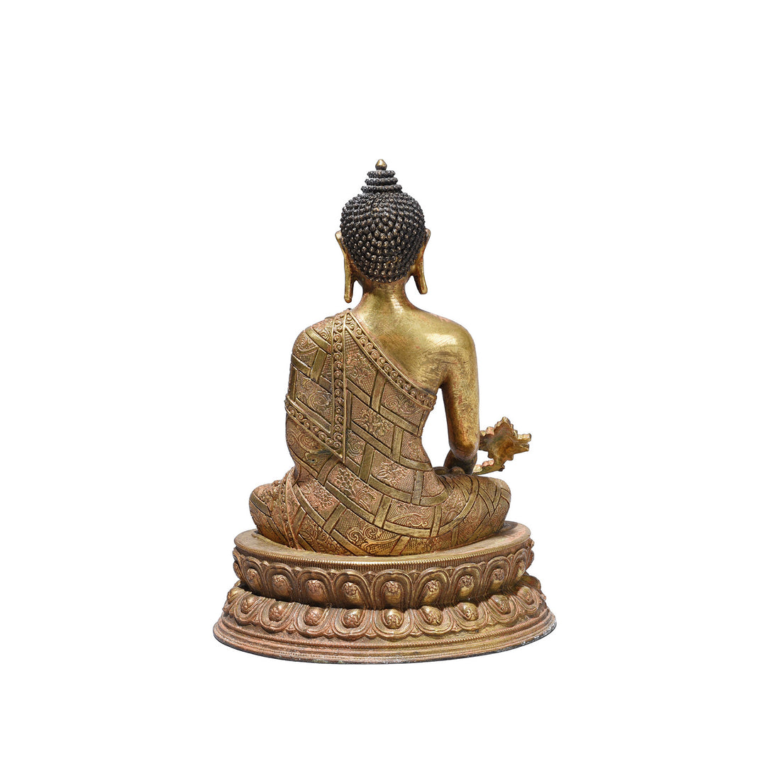 Back Of Small Brass Buddha Varada Mudra | Indigo Antiques