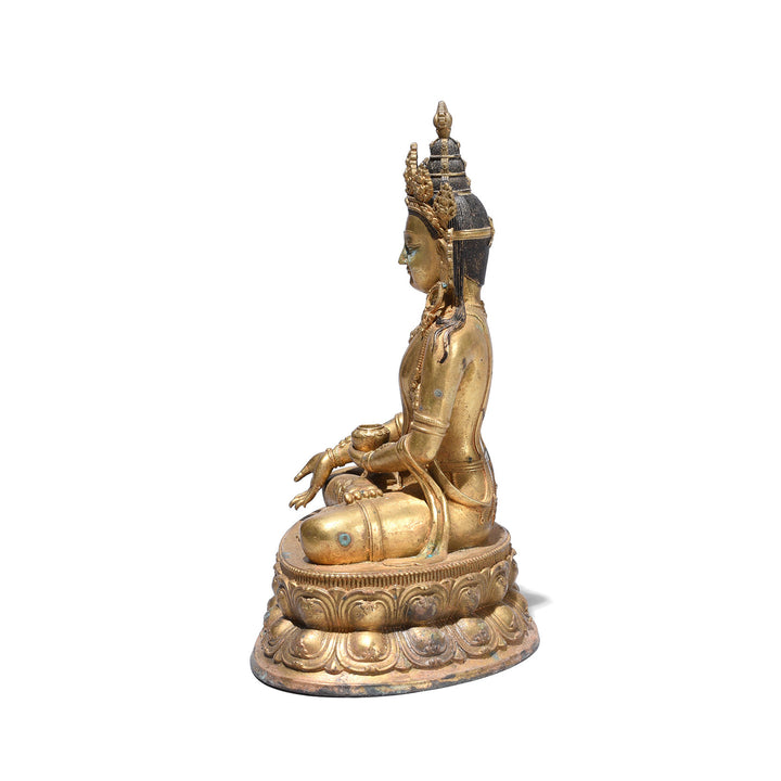 Profile View Of Small Brass Avalokitesvara | Indigo Antiques