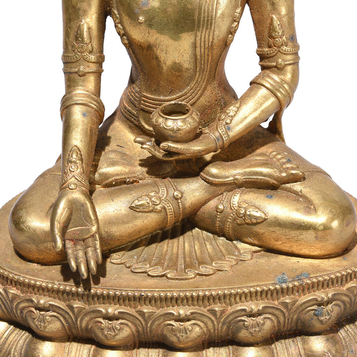 Hands Detail From Small Brass Avalokitesvara | Indigo Antiques