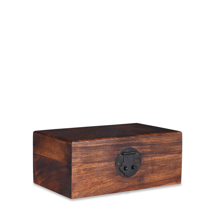Angled VIew Of Small Chinese Huali Burr Keepsake Box | Indigo Antiques