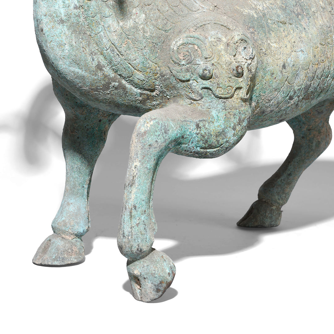 Hoof Detail From Reproduction Verdigris Bronze Han Dynasty Style Ram | Indigo Antiques