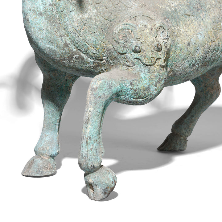Hoof Detail From Reproduction Verdigris Bronze Han Dynasty Style Ram | Indigo Antiques