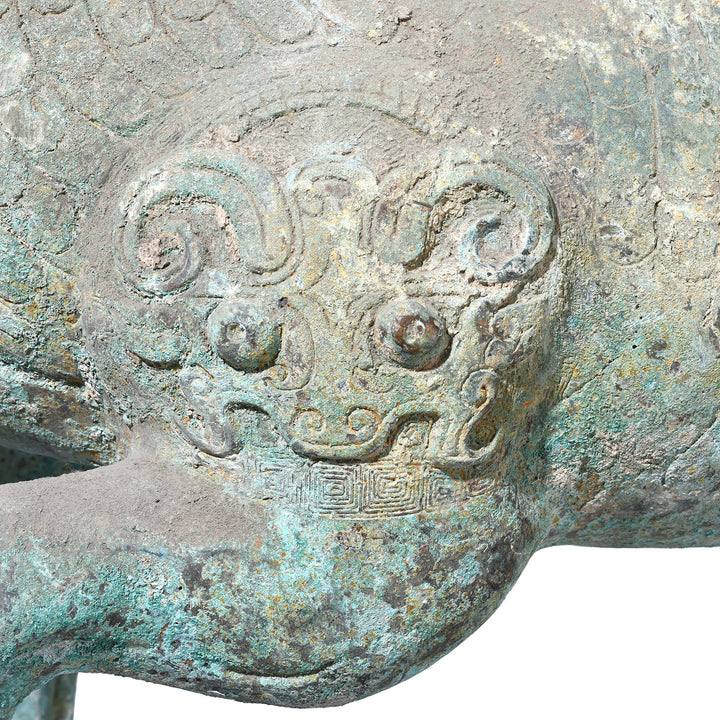 Detail From Haunch Of Reproduction Verdigris Bronze Han Dynasty Style Ram | Indigo Antiques