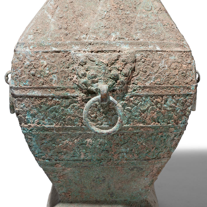 Ring Detail From Verdigris Bronze Western Zhou Dynasty Style Urn