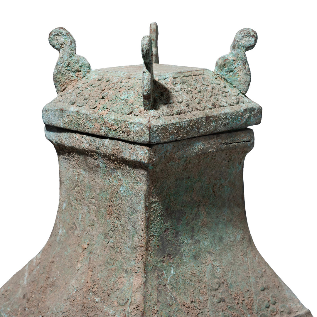 Lid Detail From Verdigris Bronze Western Zhou Dynasty Style Urn