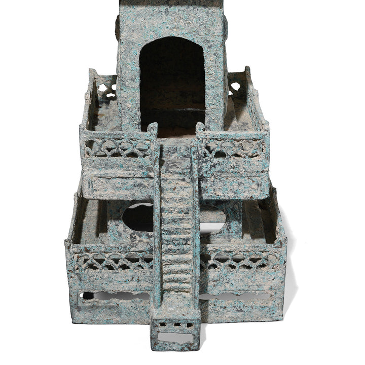 Steps Detail From Verdigris Bronze Han Dynasty Style Pagoda | Indigo Antiques