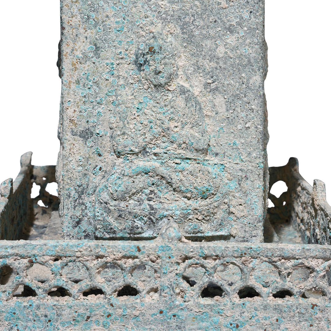 Relief Detail From Verdigris Bronze Han Dynasty Style Pagoda | Indigo Antiques