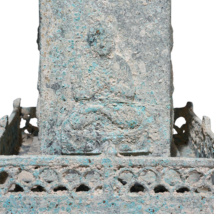 Relief Detail From Verdigris Bronze Han Dynasty Style Pagoda | Indigo Antiques