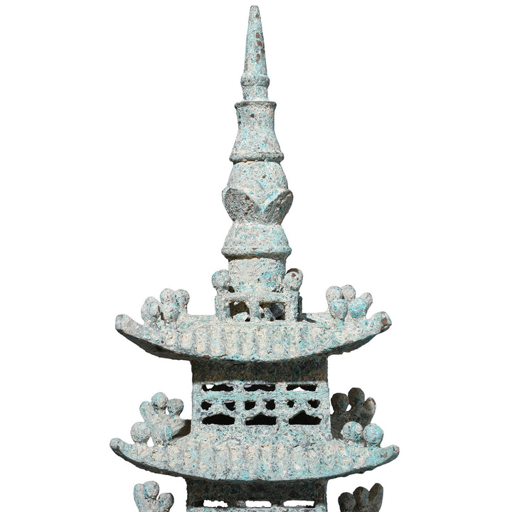 Detail From The Top Of Verdigris Bronze Han Dynasty Style Pagoda | Indigo Antiques