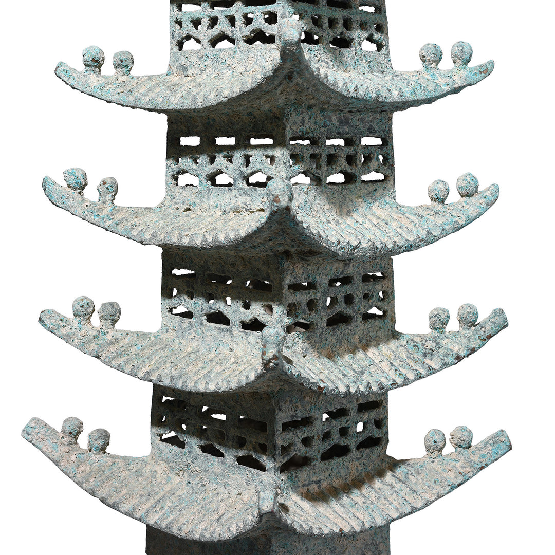Detail From Verdigris Bronze Han Dynasty Style Pagoda | Indigo Antiques