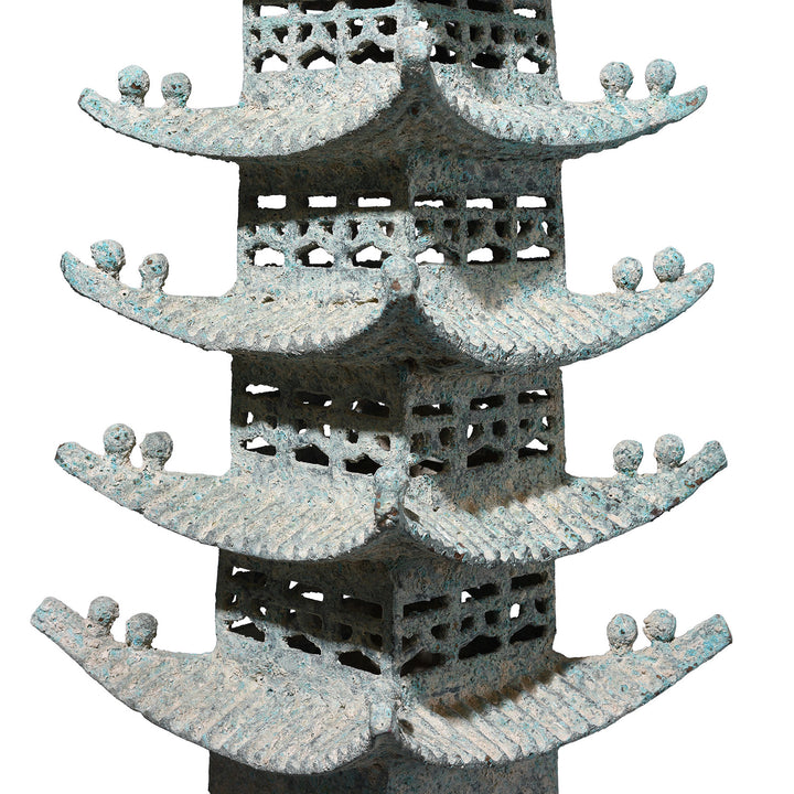 Detail From Verdigris Bronze Han Dynasty Style Pagoda | Indigo Antiques
