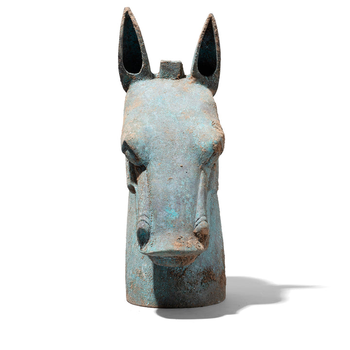 Verdigris Bronze Han Dynasty Style Horse Head | Indigo Antiques