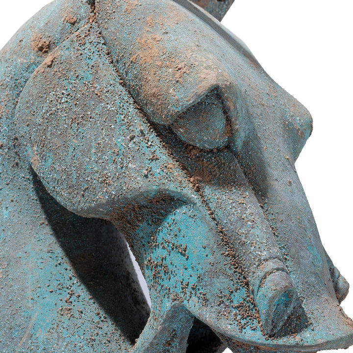 Eyes Detail From Verdigris Bronze Han Dynasty Style Horse Head | Indigo Antiques