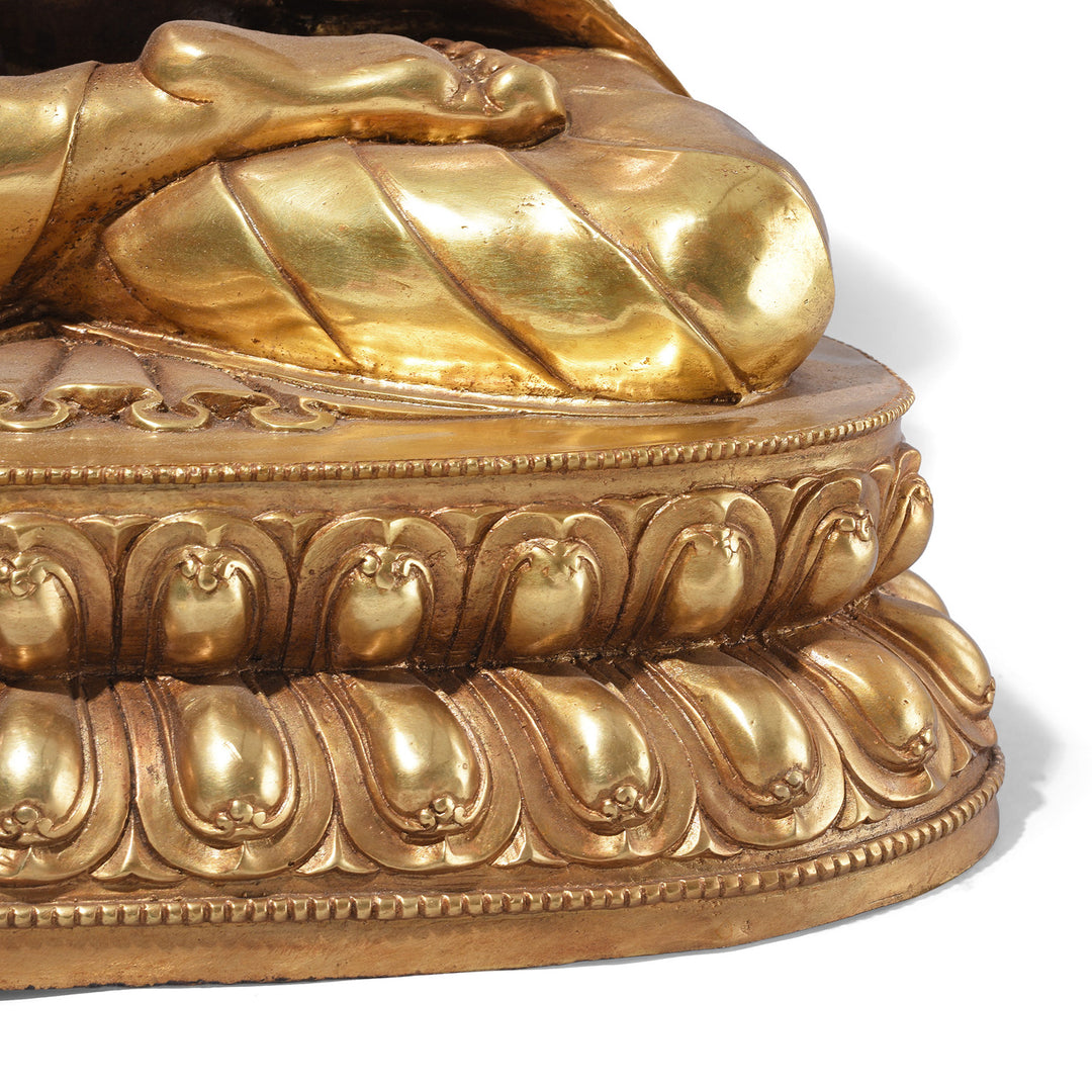 Throne Detail From Chinese Bronze Seated Buddha - Dhyana Mudra | Indigo Antiques