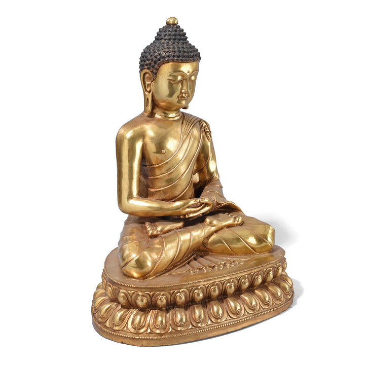 Angled View Of Chinese Bronze Seated Buddha - Dhyana Mudra | Indigo Antiques