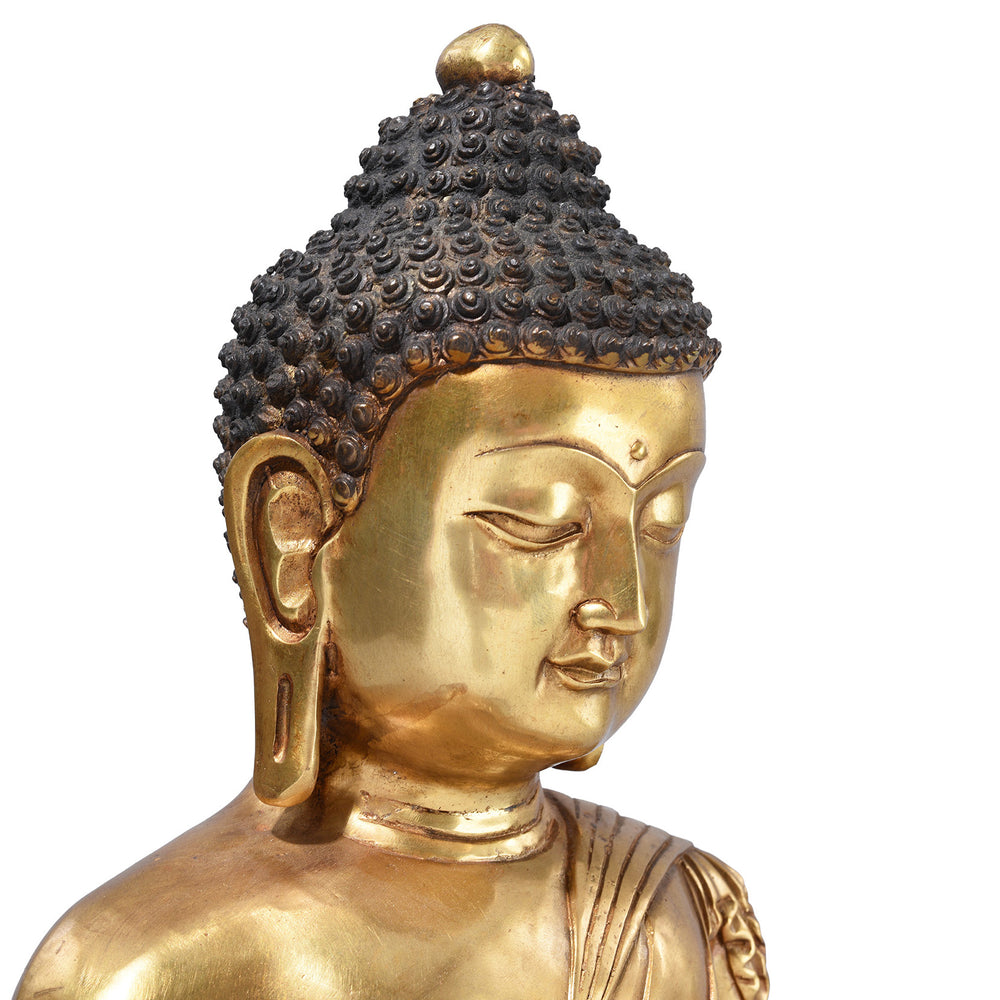 Angled VIew Of Chinese Bronze Seated Buddha - Dhyana Mudra | Indigo Antiques