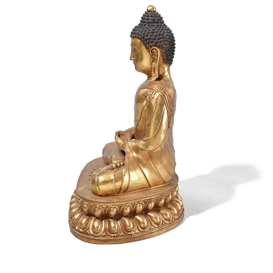 Side VIew Of Chinese Bronze Seated Buddha - Dhyana Mudra | Indigo Antiques