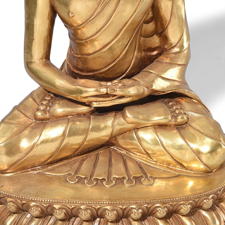 Hands Detail From Chinese Bronze Seated Buddha - Dhyana Mudra | Indigo Antiques