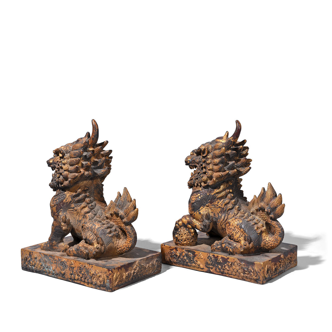 Rear View Of Chinese Bronze Pair Of Qilin | Indigo Antiques