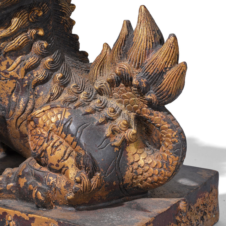 Tail Detail From Chinese Bronze Pair Of Qilin | Indigo Antiques