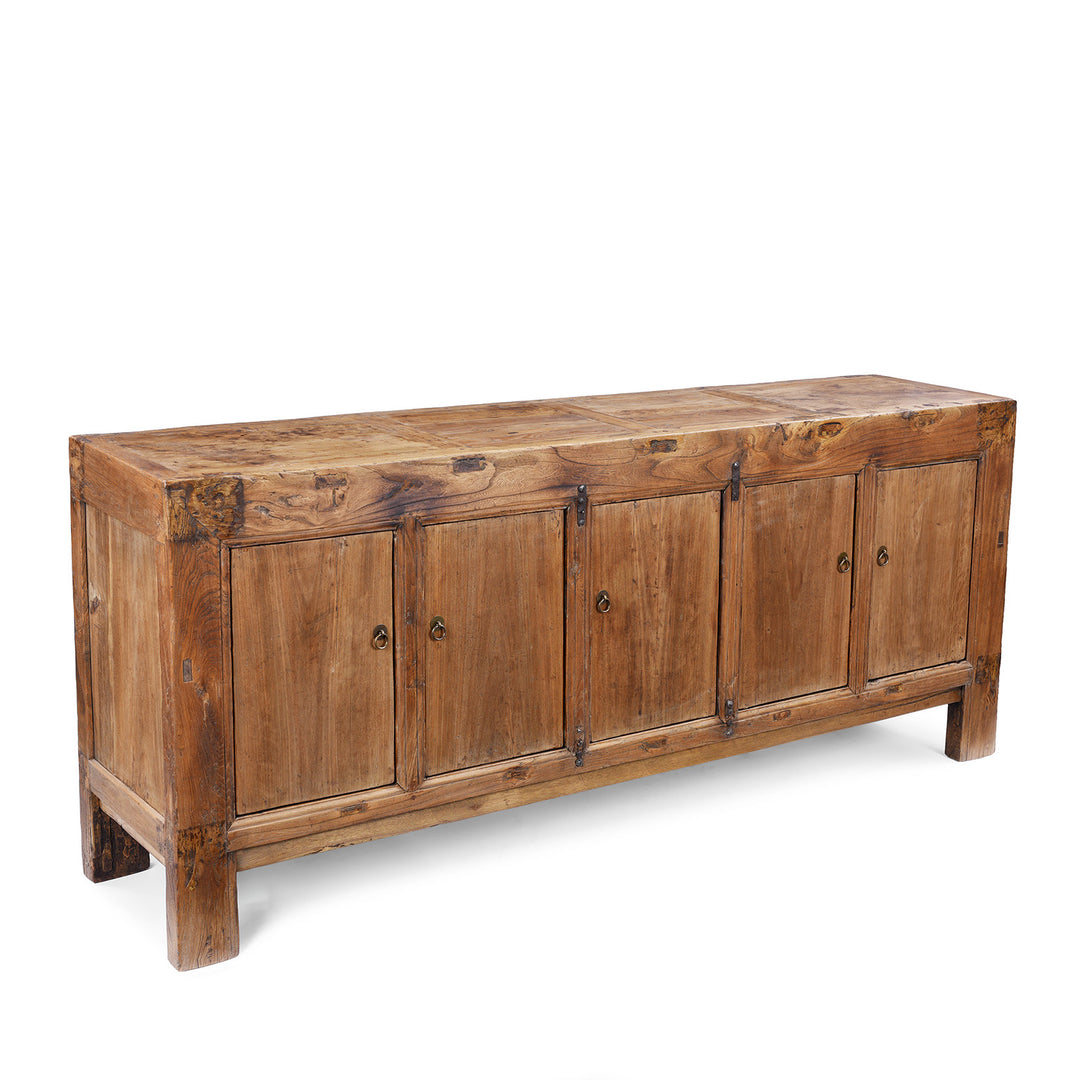 Angled VIew Of Antique Mongolian 5 Door Sideboard | Indigo Antiques