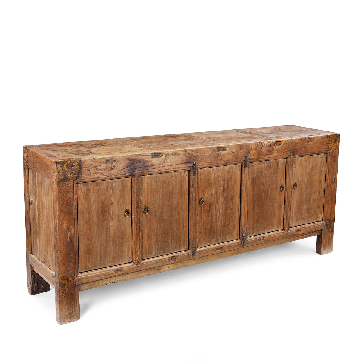 Angled VIew Of Antique Mongolian 5 Door Sideboard | Indigo Antiques