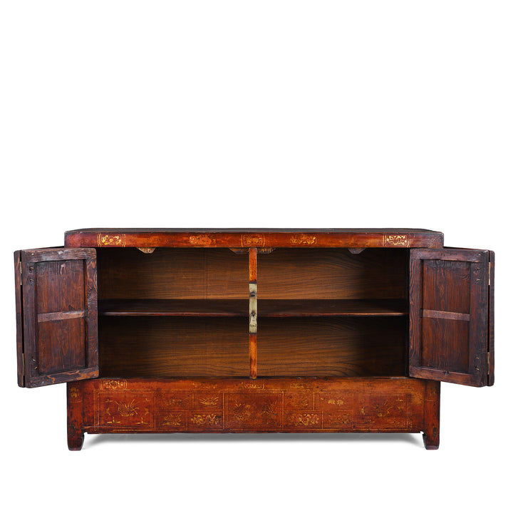 Interior Of Red Lacquer Chinese Sideboard From Dongbei | INDIGO ANTIQUES