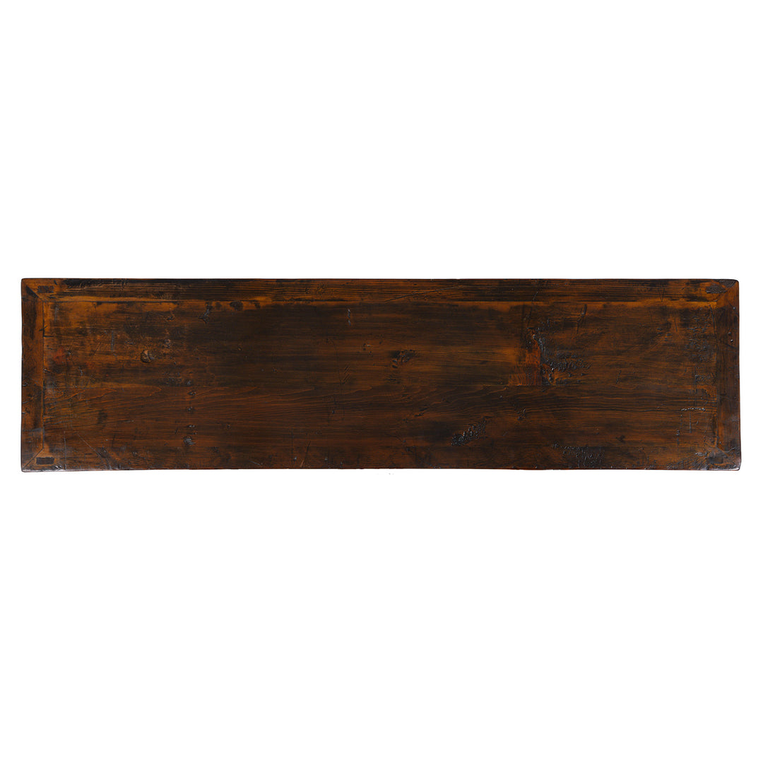 Top Down View Of Red Lacquer Chinese Sideboard From Dongbei | INDIGO ANTIQUES