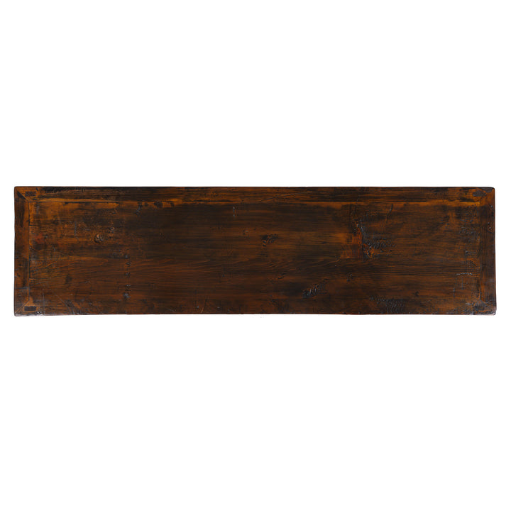 Top Down View Of Red Lacquer Chinese Sideboard From Dongbei | INDIGO ANTIQUES