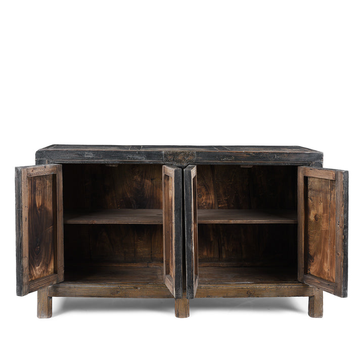 Interior Of Antique Chinese Painted Elm & Poplar Sideboard | Indigo Antiques