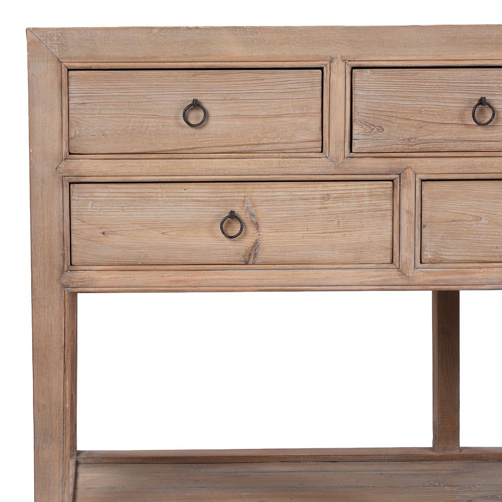 Corner Detail From Rustic Console Table With Shelf | Indigo Antiques
