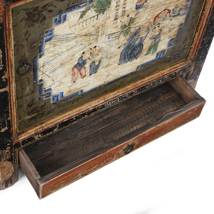 Drawer Detail From Antique Mongolian Painted Sideboard | Indigo Antiques