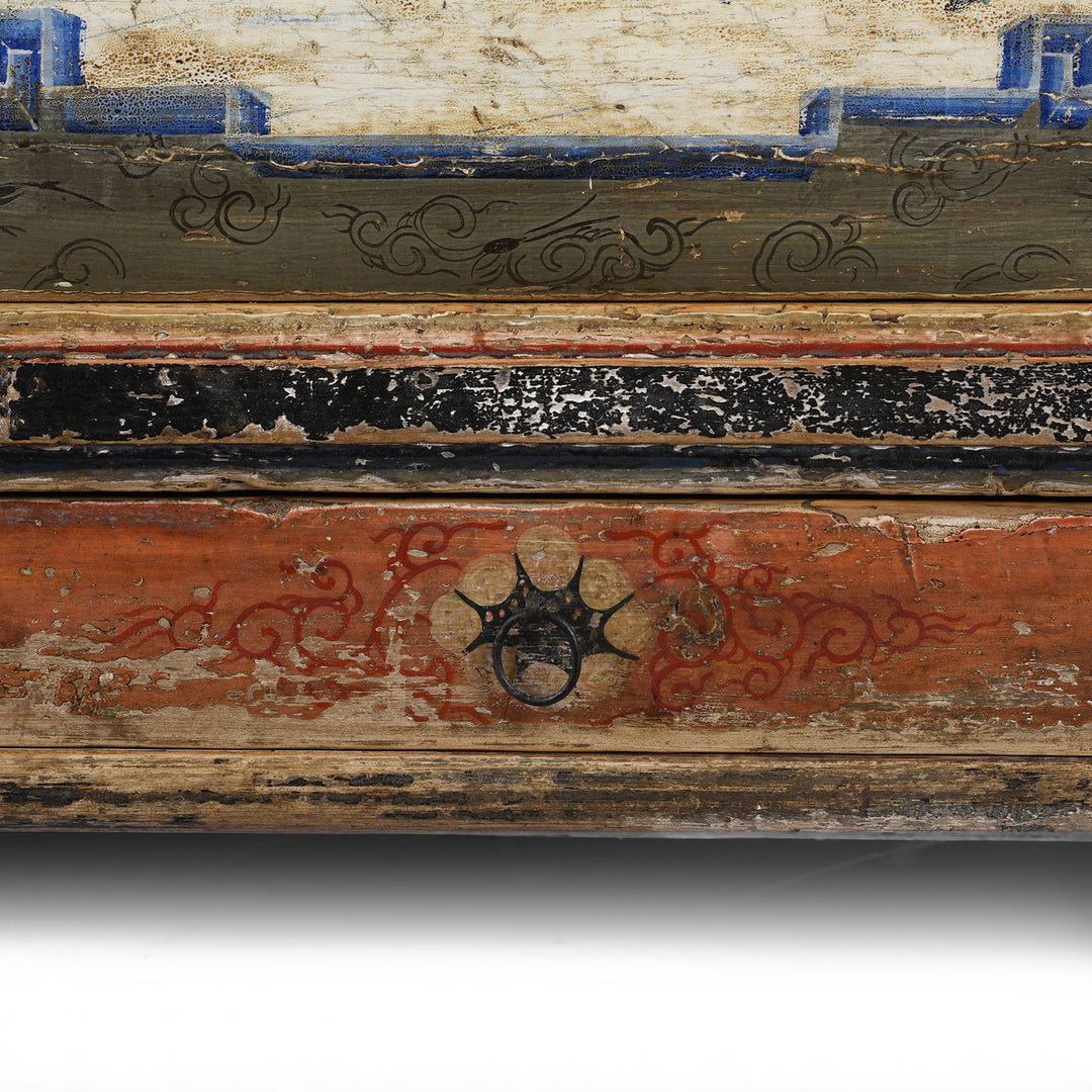 Drawer Detail From Antique Mongolian Painted Sideboard | Indigo Antiques