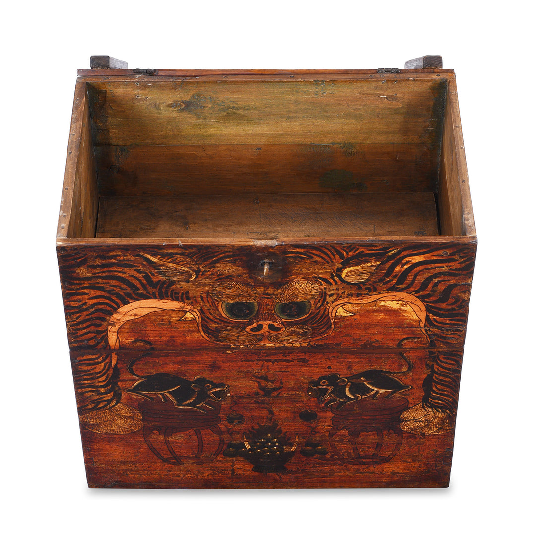 Interior Of Option 1 Antique Mongolian Tiger & Mongoose Boxes | Indigo Antiques