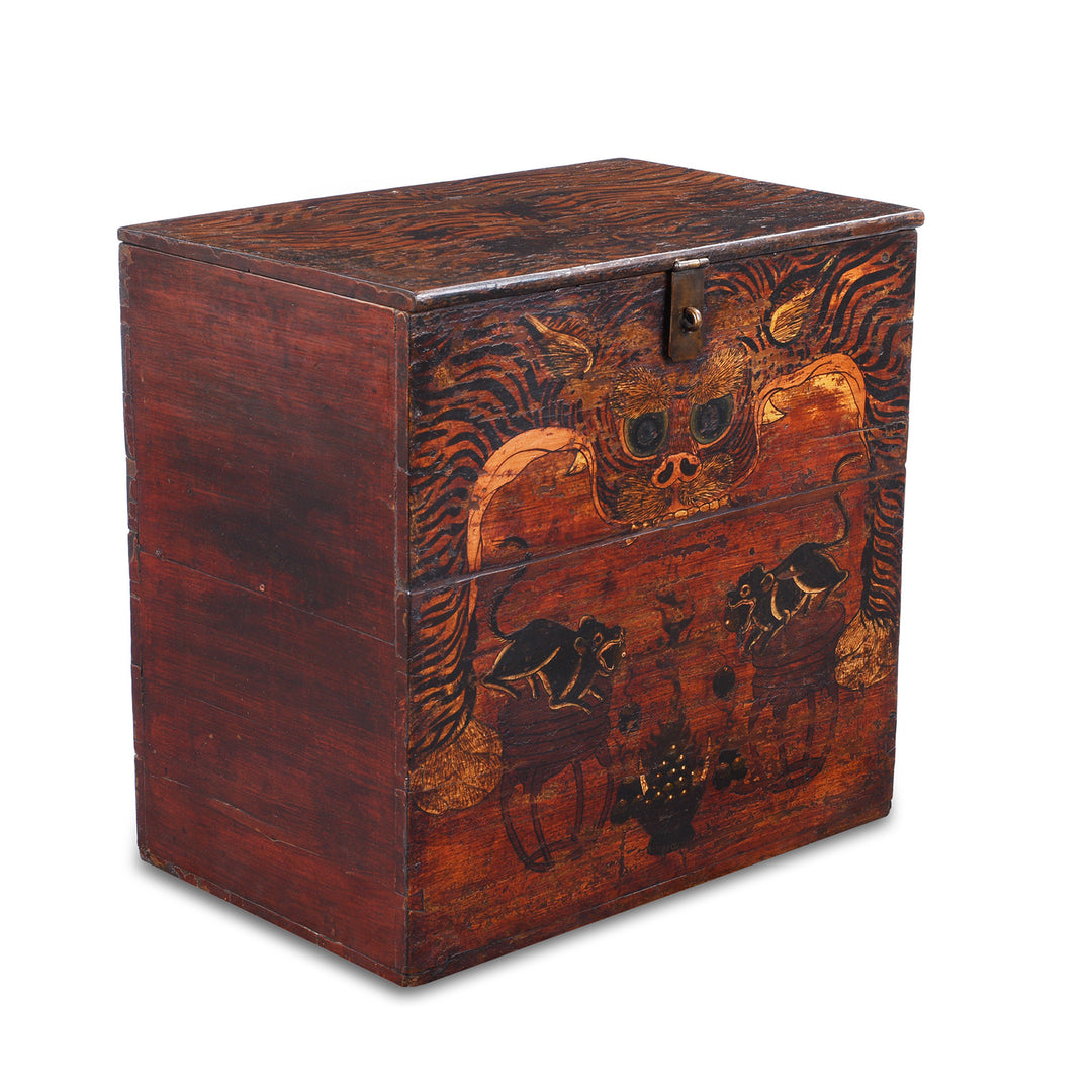 Angled View Of Option 1 Antique Mongolian Tiger & Mongoose Boxes | Indigo Antiques