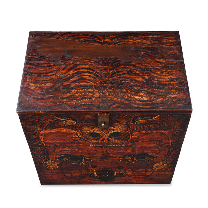 Top Down VIew Of Option 2 Antique Mongolian Tiger & Mongoose Boxes | Indigo Antiques