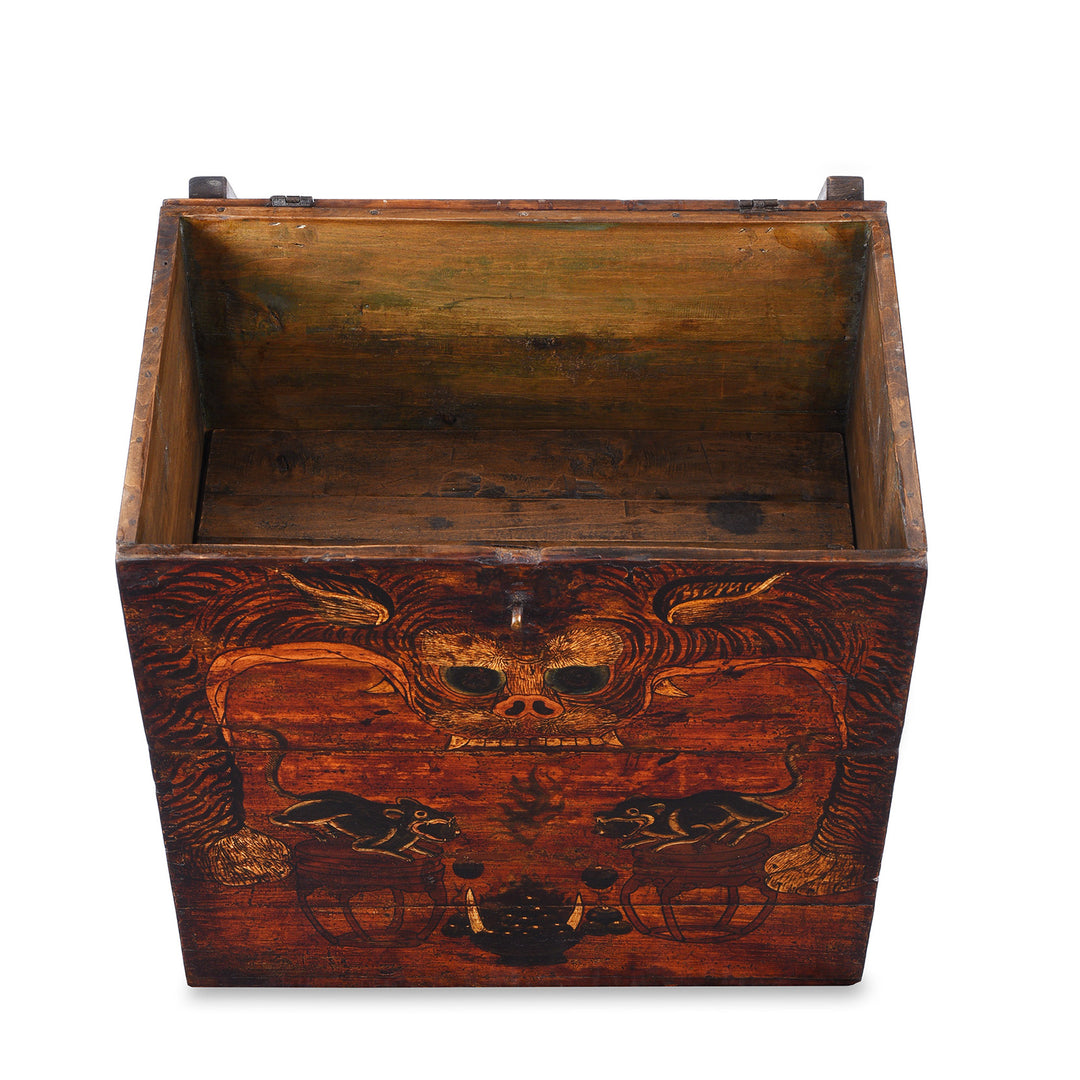 Interior Of Option 2 Antique Mongolian Tiger & Mongoose Boxes | Indigo Antiques