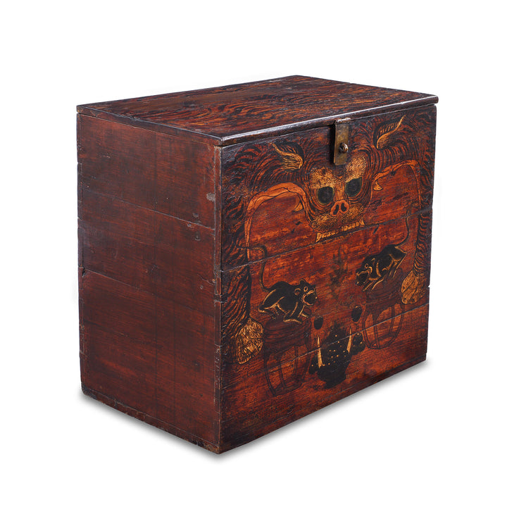 Angled VIew Of Option 2 Antique Mongolian Tiger & Mongoose Boxes | Indigo Antiques
