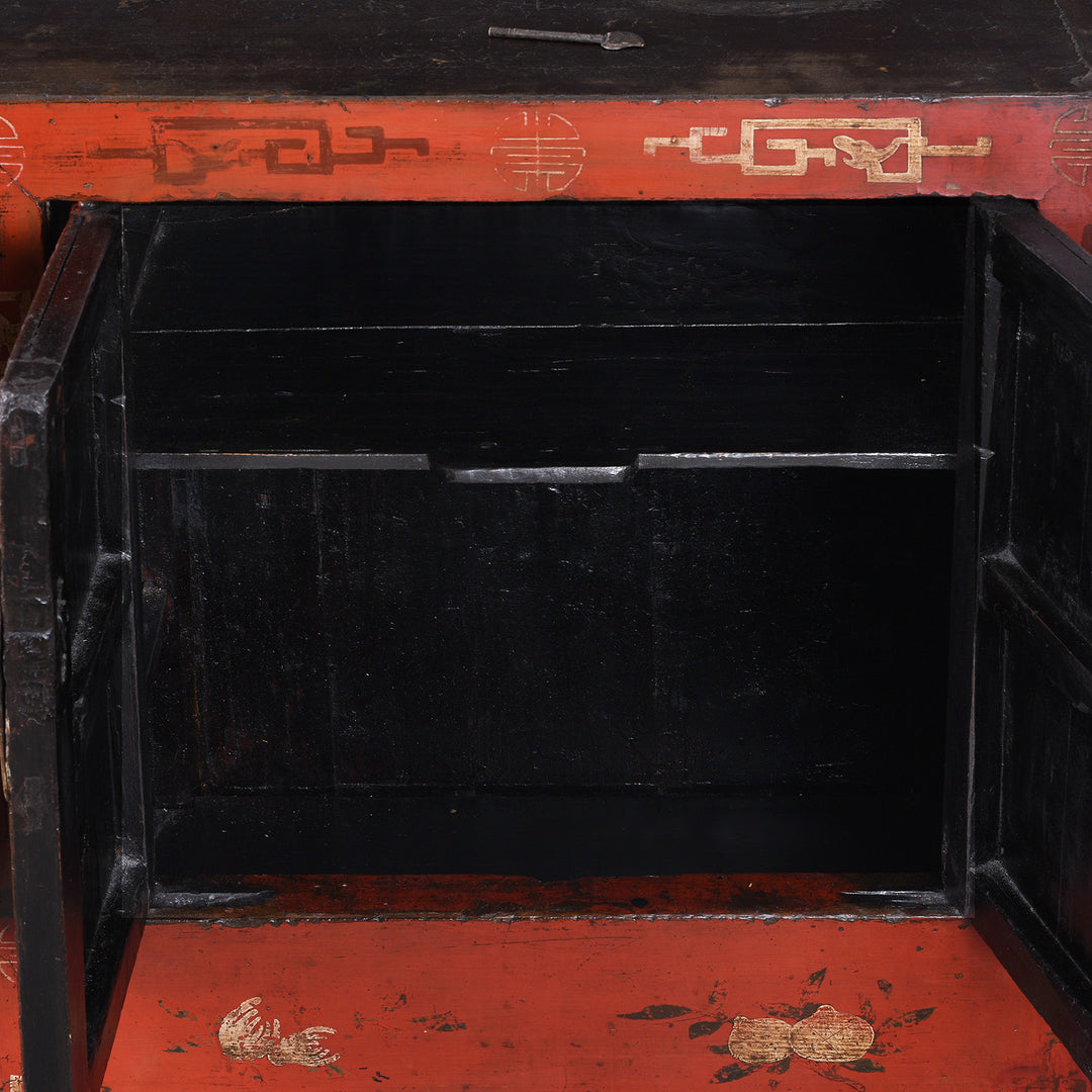Depth Detail From Antique Chinese Red Lacquer Shanxi Sideboard | Indigo Antiques