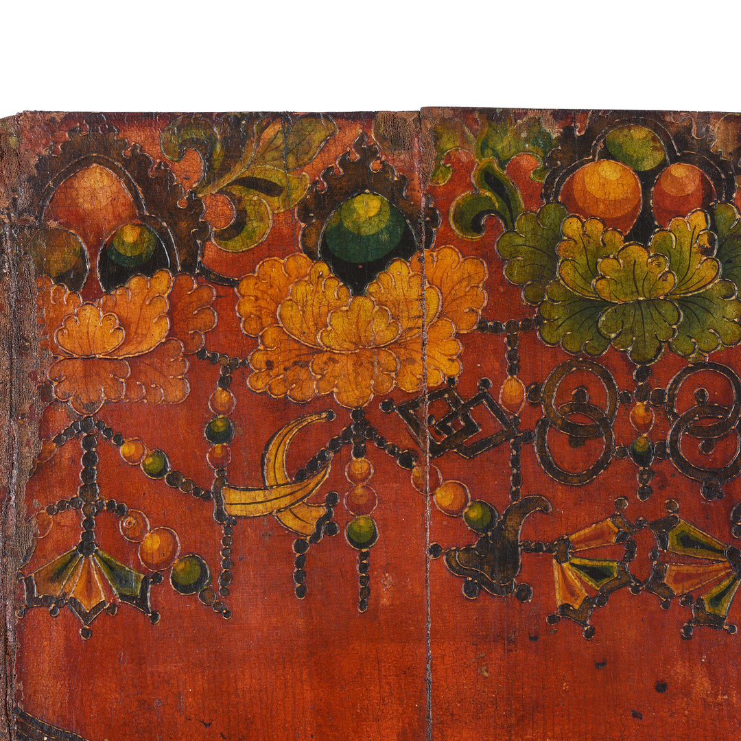 Jewel Detail From Vintage Tibetan Door With Dragon Painting | Indigo Antiques