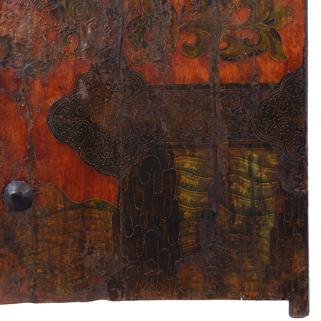 Sea Detail From Vintage Tibetan Door With Dragon Painting | Indigo Antiques