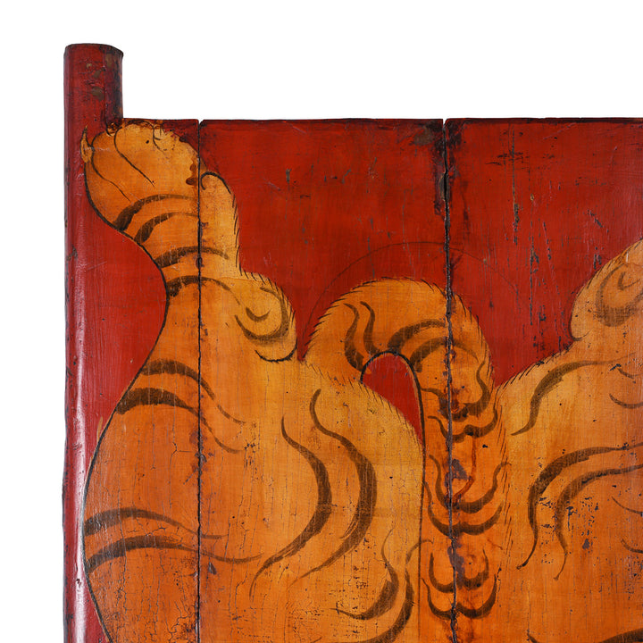 Detail From Tibetan Tiger Painted Door | INDIGO ANTIQUES